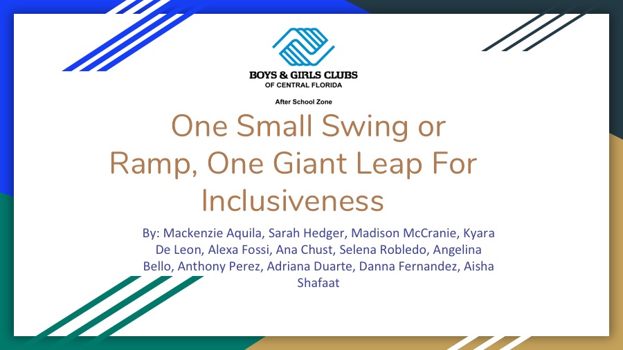 One Small Swing or Ramp, One Giant Leap for Inclusiveness