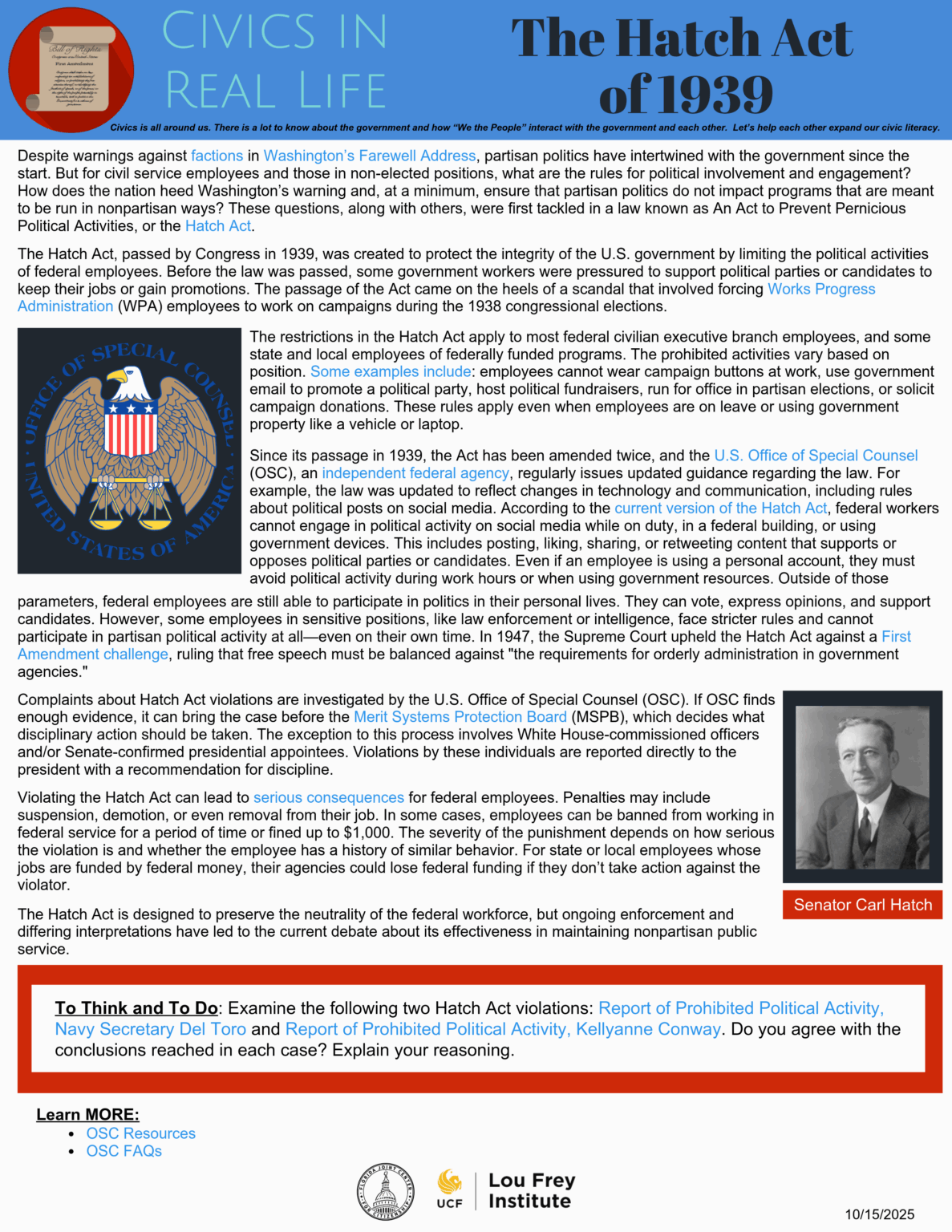 Florida Citizen Civic Learning Resources For Teachers Students